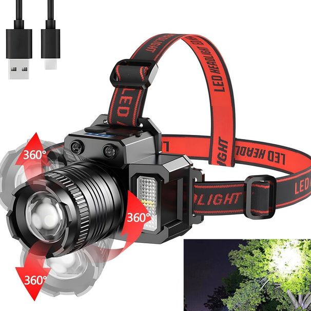 USB Rechargeable Canping Hiking Headlight 5-Modes LED Headlamp Motion Sensor Headlamp_desvips.com