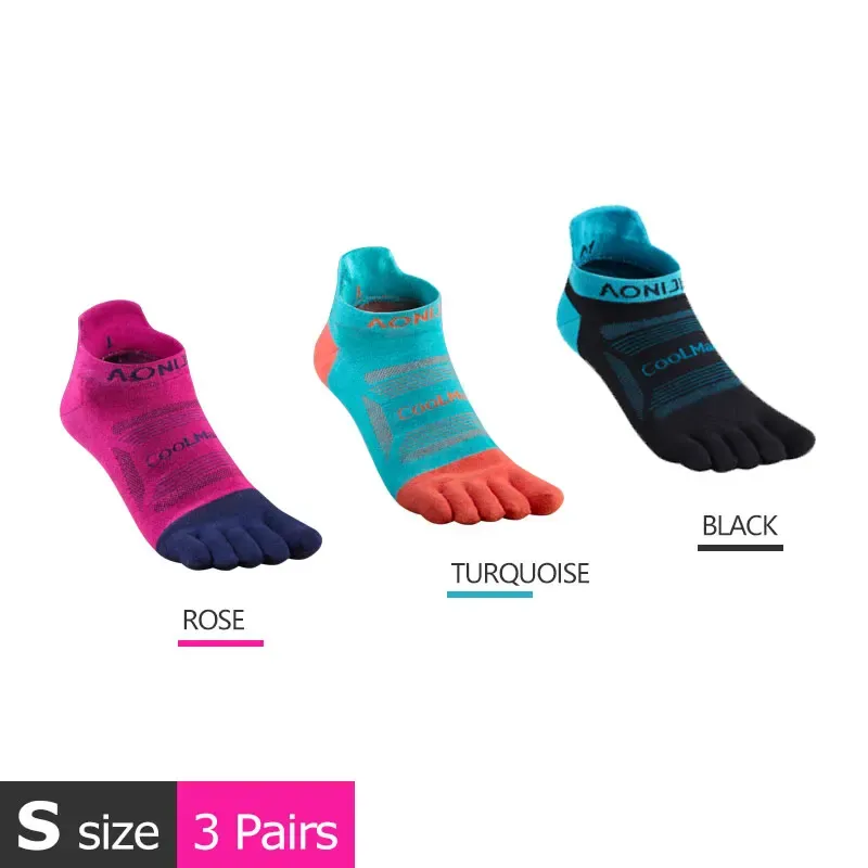 3 Pairs AONIJIE E4801 E4802 Ultra Run Low Cut Athletic Five Toe Quarter Socks Toesocks For Running Marathon Race Trail_desvips.com