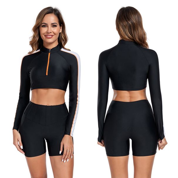 Women's Long Sleeve Rashguard Bikini Set - Sexy Slim Fit Surfing & Diving Swimsuit With Front Zipper UPF 50+ UV Protection_desvips.com