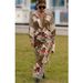 Women's Clothing new long-sleeved leisure vacation two-piece suit INS loose printed pocket solid suit_desvips.com