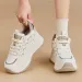 Hollow Cutout Platform Sneakers Women Lace Up Contrast Color Thick Wedge Sole Non Slip Casual Walking Dad Shoes_desvips.com
