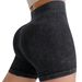 High Waisted Women's Yoga Pants European American Style Sand Washed Quick Drying Tight Fitting Ribbed Solid Color Sports Running Fitness Shorts_desvips.com