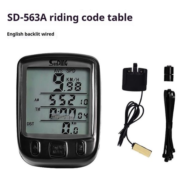 24-Function Screen Shundong SD-563A Mountain Bike Bicycle Speedometer Green Night Light_desvips.com