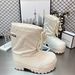 Fashion Snow For Women 2025 Winter Pointed Toe Chunky Ugly Drawstring Lace Thick Sole Shoes Short Tube Warm Cotton Boots_desvips.com