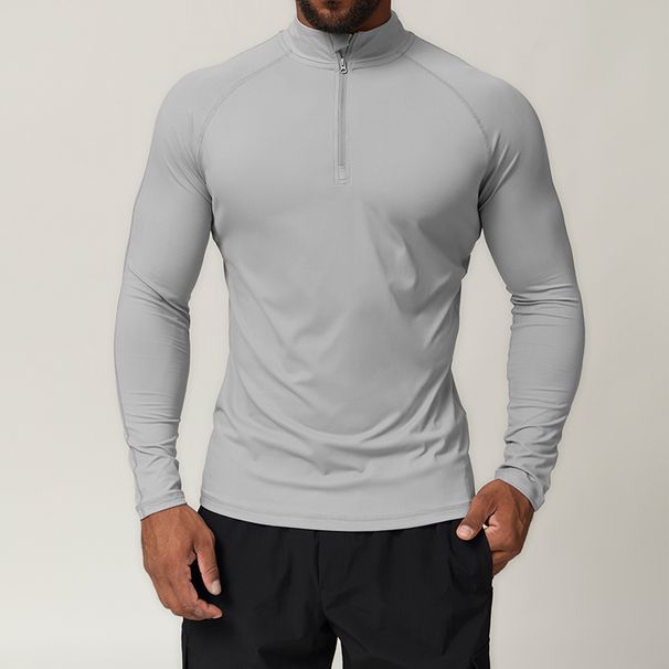 KOOSSOASIS Men's Sports Zipper Quick-Drying Long-Sleeve T-Shirt For Running, Fitness, Home, Commuting, And Casual Wear 1041_desvips.com