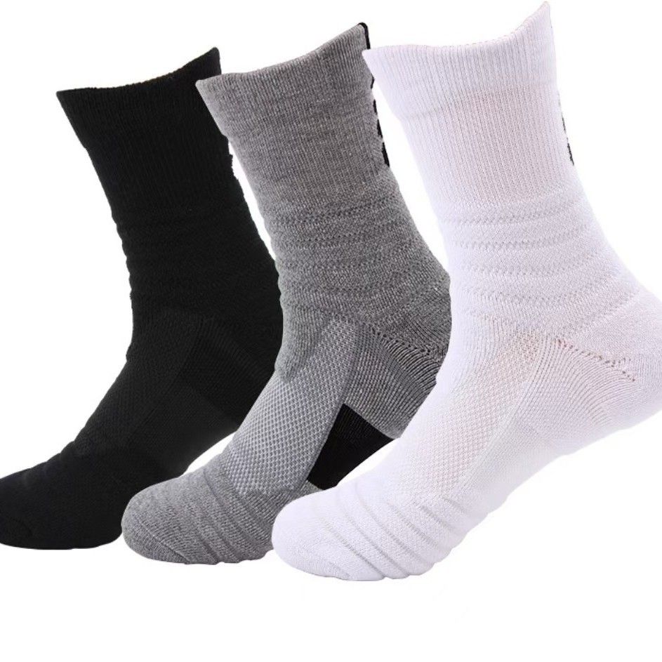 Men's Mid-Calf Sports Badminton Running Outdoor Elite Brushed Sweat-Absorbing Non-Slip Basketball Socks Wholesale_desvips.com