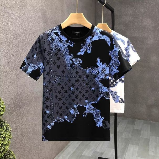 2023 New Summer Short Sleeved T-shirt Slim Fit Round Neck Top Trendy Brand Casual Student Korean Fashion Men's Wear_desvips.com