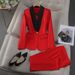 women's satin blouse and highwaisted pants set, long sve silk buttondown shirt with wide leg trousers, elegant 2piece office outfit_desvips.com