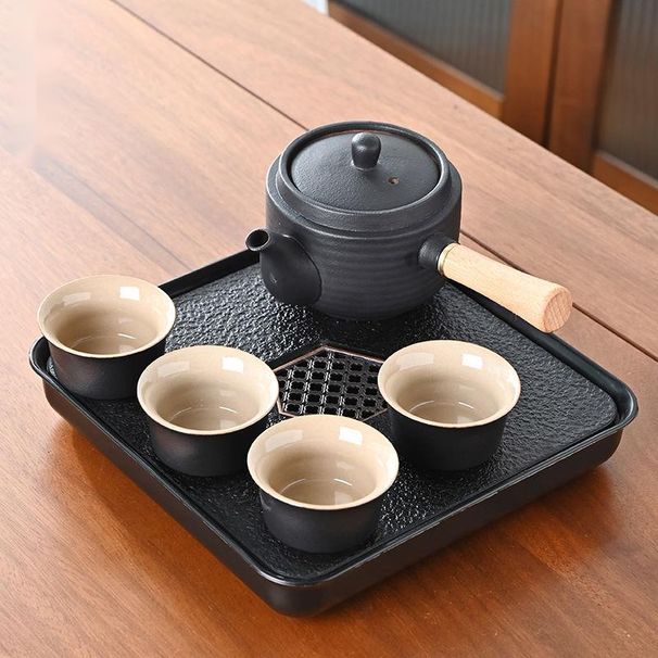Gongfu Tea Set - One Pot With Four Cups, Simple Mini Set For Dormitory, Personal Use, Japanese Side-Handled Single-Brew Teapot_desvips.com