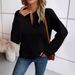 Women's Clothing solid color deep V neck splicing long sleeved women's casual sweatshirt_desvips.com