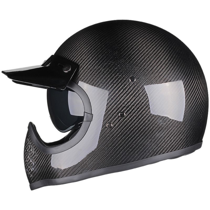 Vintage full helmet Carbon fiber Cruiser motorcycle helmet Men's moto3 off-road helmet_desvips.com