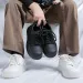Stylish Fashion Versatile Men Business Minimalist Lace Up Leather Round Toe Flat Thick Sole Comfortable Rock Gothic Punk_desvips.com