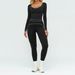 2PCS Yoga Set Clothes Outdoor Sports Outfits Women Tracksuit Gym Fitness Suits Workout Long Sleeved Flared Pants_desvips.com