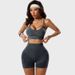 Sandwashed Yoga Suit Set High Waisted Hip Lifting Sports Fitness Shorts Shock Proof Push up Outerwear Vest Fitness & Body Building_desvips.com