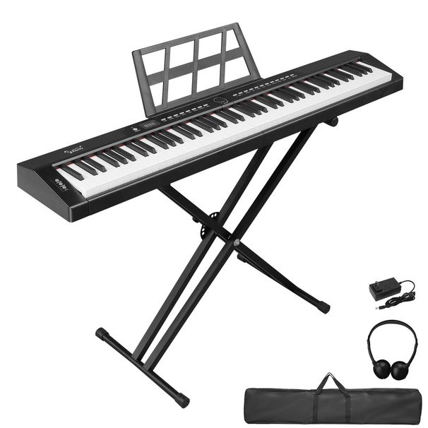 GPP-105 88 Key Full Size Semi-Weighted Standard Keyboards Digital Piano With Dual-tube X-Shape Stand MIDI Bluetooth Headphone_desvips.com
