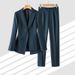 Women's Clothing high end dark blue! Slim suit slim suit jacket + cigarette pants suit for women_desvips.com