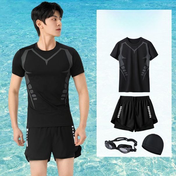 Full Set Of Swimwear Men Women, Anti-exposure Boxer Swimming Trunks, Suitable For Sports, Running, Surfing, Sun_desvips.com