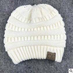 Explosive CC Standard Ponytail Hat Autumn And Winter Warm Women's Knitted Beanie_desvips.com