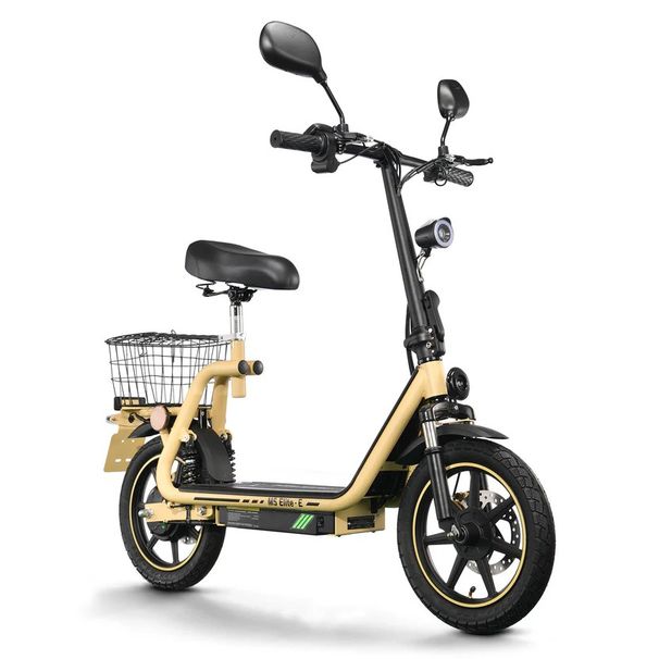 TWOFISH M5 Elite-E Electric Scooter With Seat & Rear Basket, 48V 13Ah Battery, 14" Tires_desvips.com