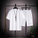 Waffle T-Shirt Trendy Men's Summer Fashion Loose Plus Size Thin Short Sleeve Shorts Sports Set_desvips.com
