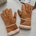 Super Warm Chestnut Color Autumn Winter Fingerless Outdoor Lamb Wool Suede Thickened Versatile Cold-Proof Cute Korean_desvips.com