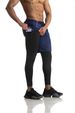 Men's 2-In-1 Compression Tights - Quick-Dry & Stretch For Running & Gym (European Fit High Waist Black/Blue)_desvips.com