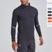 New Half Zipper Quick Drying Clothing Men's Tight Height Elastic Stand Up Collar Golf Suit Outdoor Running Fitness Wear T-Shirt Long Sleeve_desvips.com