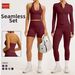 Women's Quick Drying Seamless Backless Yoga Set European American Style Fitness Sports Wear for Running Tight Fitting_desvips.com