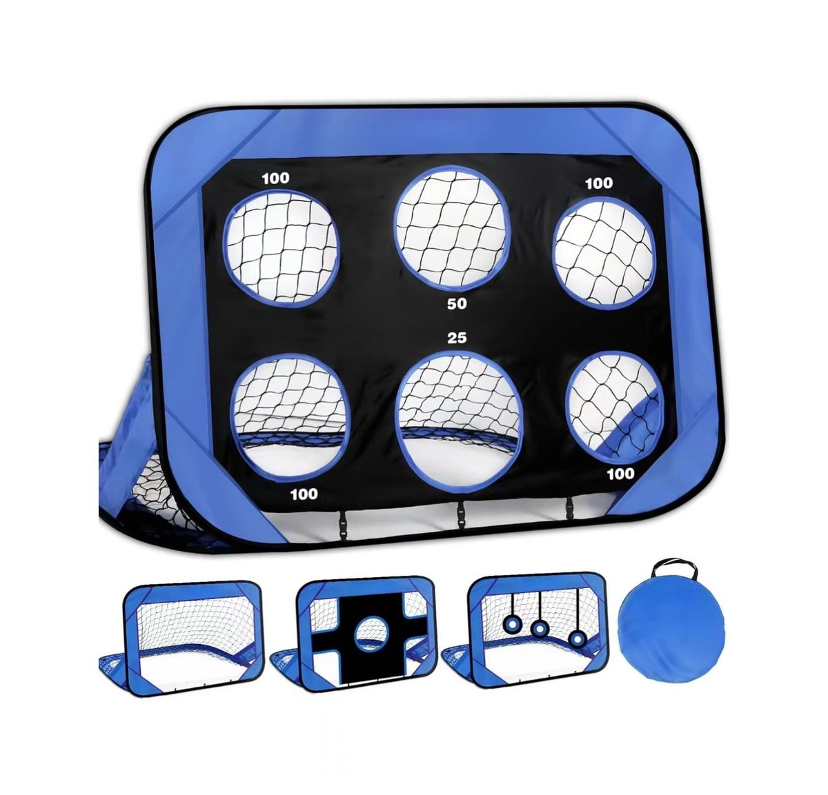 4-In-1 Portable Soccer Goal For Kids - Foldable Training Net With Detachable Frame & Carry Bag_desvips.com