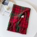Autumn Loop Yarn Plaid Shawl For Women Winter High-end Red Christmas Scarf Wholesale_desvips.com