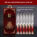 Mongolian Meat Knife Set – Premium 4Cr13 Steel Blades With Handcrafted Wooden Gift Box (6/8-Piece, Traditional Red & Blue Handle Options)_desvips.com