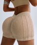 Women's High-Waisted Yoga Shorts V Waist Hip Lifting Sandwash Ribbed Fitness Sports Outdoor Three Quarter Pants_desvips.com