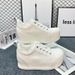 2025 New Spring Summer Canvas For Women Flat Mid-Top Height Increasing 8Cm White Versatile Casual Fashion Women's Shoes_desvips.com