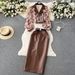 women's fashion set female socialite temperament lantern long sleeve vneck lotus leaf bright face shirt women's high waist sequin skirt_desvips.com
