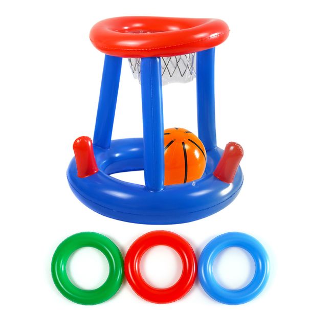 Inflatable Water Basketball Hoop Set Floating Pool Game For Kids Adults With Rings Ball Outdoor Swim Toy For Backyard Fun_desvips.com