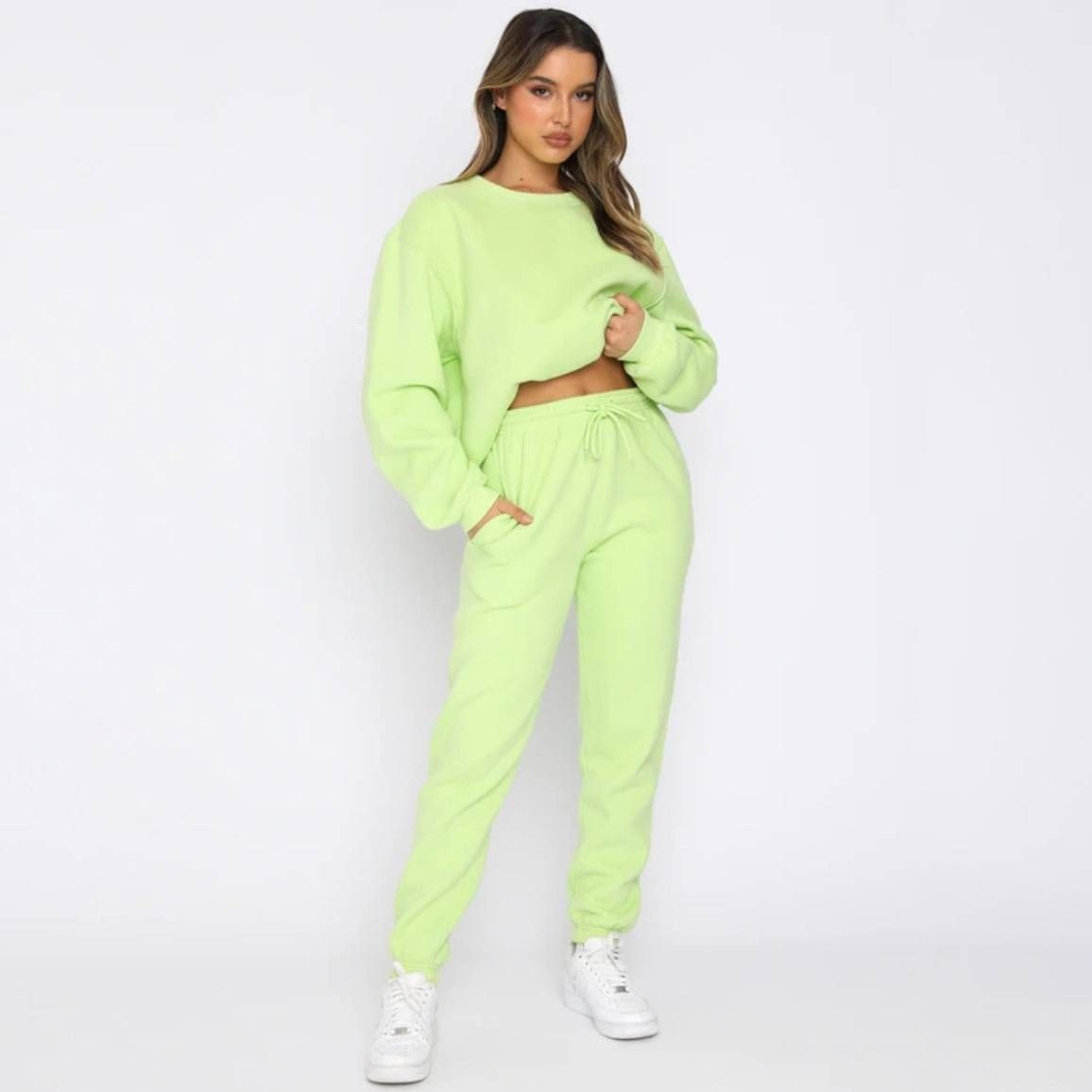 fashion suits for women long-sleeved loose round neck sweatshirt casual sports trousers_desvips.com