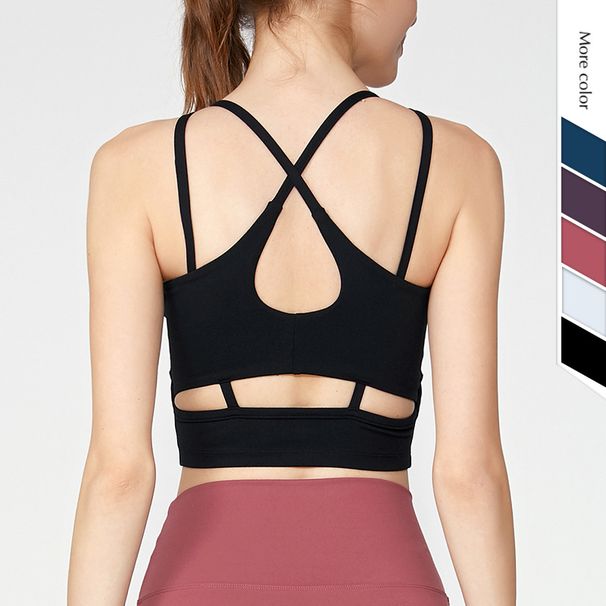 New Style Bare Sensation Yoga Vest For Women Shockproof Fitness Running Gathered Beautiful Back Sports Bra_desvips.com