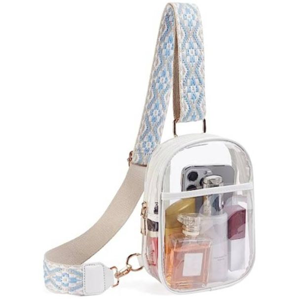 Designer fashion new pvc jacquard transparent strap women's single backpack heavy duty transparent chest bag storage bag_desvips.com