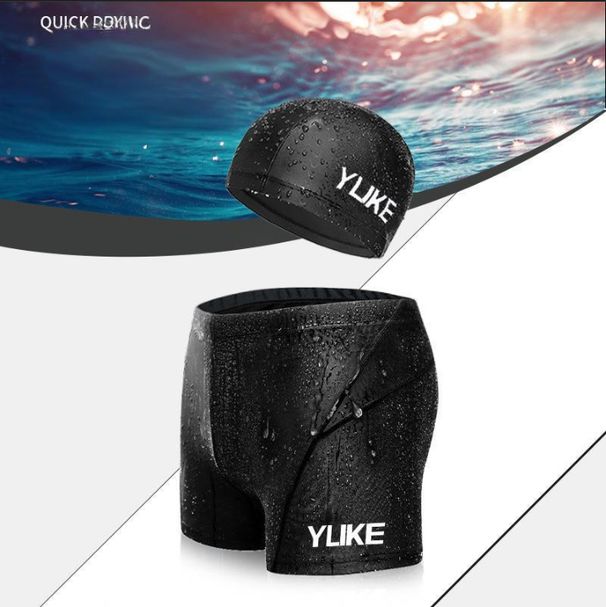 Two-Piece Suits Yuke Men's Sharkskin Swimming Trunks Large Size Swimsuit Swimming Trunks Waterproof Quick Drying Lace Up Swimming Shorts_desvips.com