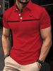 Summer Men's Slim-fit Printed Lapel Short-sleeved Shirt With LOGOPolo_desvips.com
