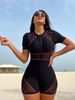 Cross-border Sports Competition Swimsuit One-piece Long-sleeved Sun Protection Surfing Suit Women's Swimsuit Diving Suit Swimwear_desvips.com