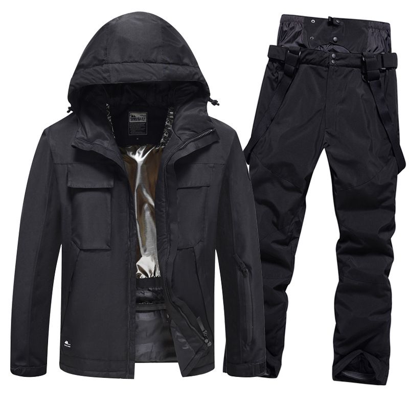 Sports & Outdoor Trendy Solid Color Ski Suits, Windproof, Thickened Single And Double Board Skiing Clothes And Pants Equipment, Large Size_desvips.com