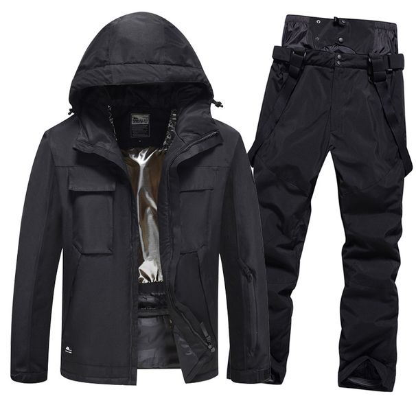 Sports & Outdoor Trendy Solid Color Ski Suits, Windproof, Thickened Single And Double Board Skiing Clothes And Pants Equipment, Large Size_desvips.com