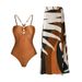 New Positioning Print Swimsuit Women's One-piece Belly Cover-up Slimming Sexy Sunscreen Gauze Skirt Beach Bikini Set_desvips.com