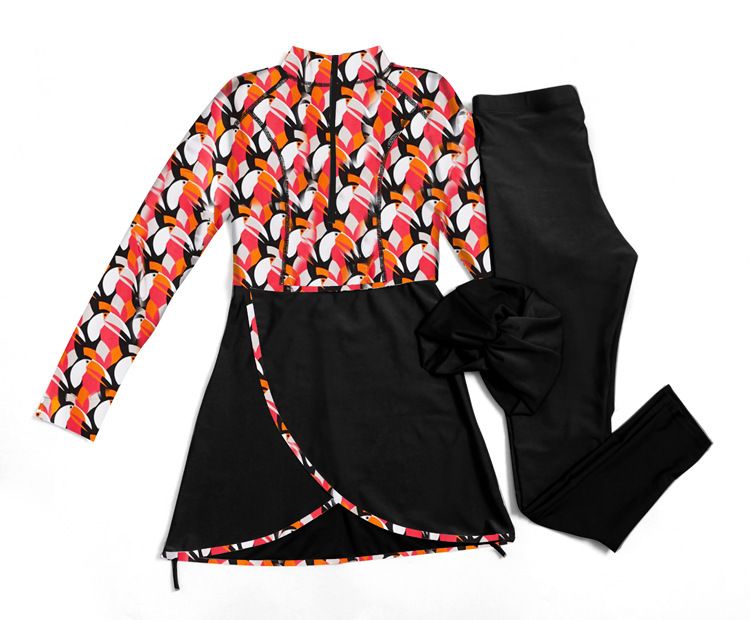 Muslim Swimwear Swimsuit For Women Multi Color Conservative Long Sleeved Trousers Sunscreen Three Piece Suit For Women_desvips.com
