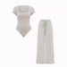Autumn And Winter New Solid Color Small Pit Strip Casual Onesie Pants Fashion Two-piece Suit Women's Clothing_desvips.com