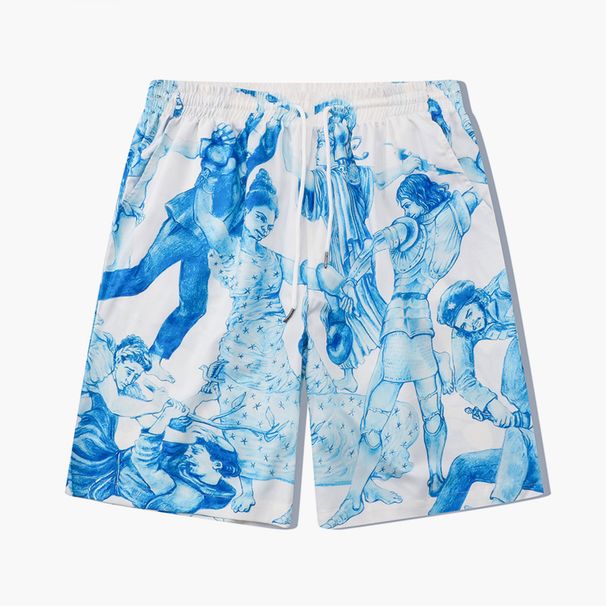 Men's Clothing trendy street style youth character digital printing lapel loose casual short-sleeved shirt suit_desvips.com