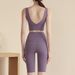 One-Piece V-Back Fixed Cup Running Fitness Shockproof Sports Bra Yoga Set_desvips.com