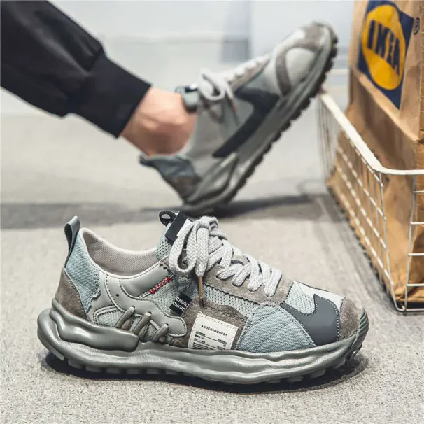 Men's 2026 Summer New Mesh Breathable Dad Fashion Comfortable Casual Sports Thick Sole Agan Shoes_desvips.com