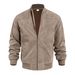 Men'S Fashion Suede Solid Color Zipper Jacket Casual Vintage Long Sleeve Cardigan_desvips.com
